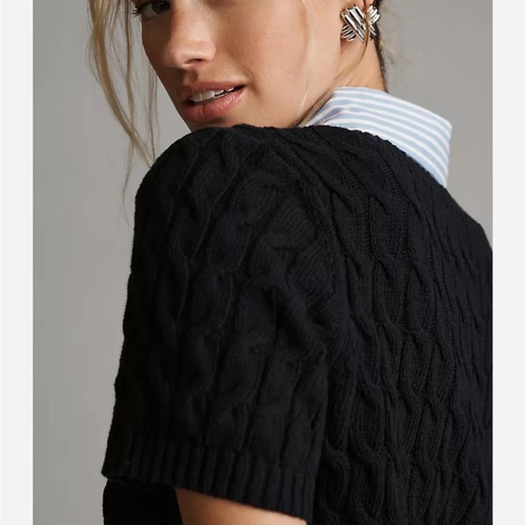 BOGO! Anthropologie Maeve Cable Knit Twofer Sweater Layered Look Medium - Picture 2 of 10